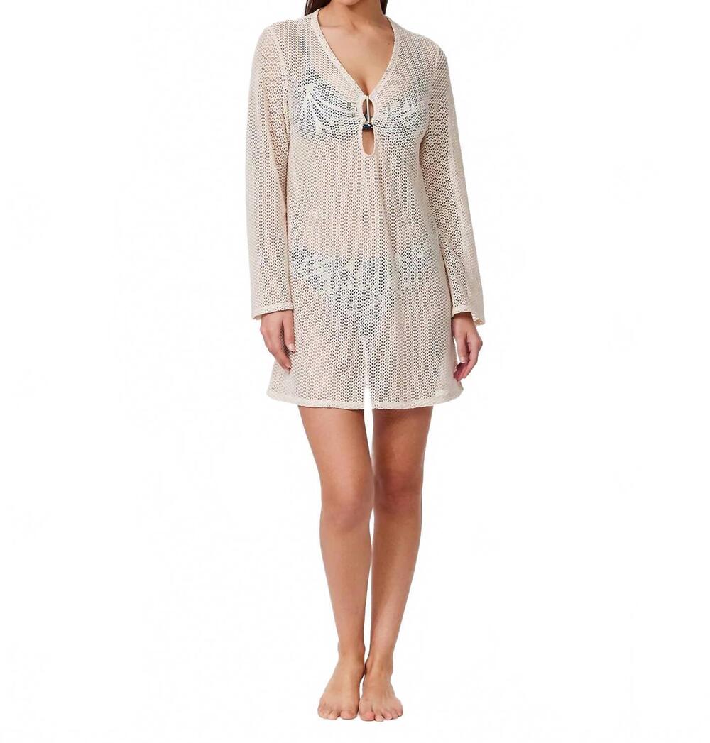 NEW GOTTEX plantopia crochet mini dress cover up in cream